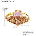 Crown Side-Open Zircon Statement Rings Gold Steel Multicolor view 9