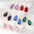 Teardrop Faceted Glass Dangle Earrings Gold Fishhooks 7 Colors view 1