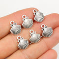 Silver Tone Scallop Shell Charms with Ridged Detail view 1