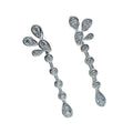 Silver Flower CZ Linear Drop Earrings Teardrop Dangles view 5