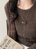 Brown Flocked Heart and Flower Pendant Necklaces Two Styles view 6