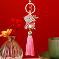 Crystal Sitting Deer Keychains with Braided Straps and Tassels view 2