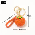 Rhinestone Tomato Fruit Keychain Green Leaf Charm Strap Options view 2