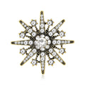 Rhinestone Snowflake Brooch Silver or Antique Gold Clear Stones view 1