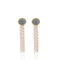 Purple and Blue Gray Cabochon Pearl Tassel Drop Earrings view 5
