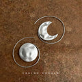 Hammered Sun And Crescent Hoop Earrings In Gold And Silver Tone view 4