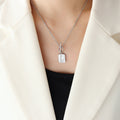 OT Toggle Square Tag Pendant Necklace Triangle Stone Accent view 6
