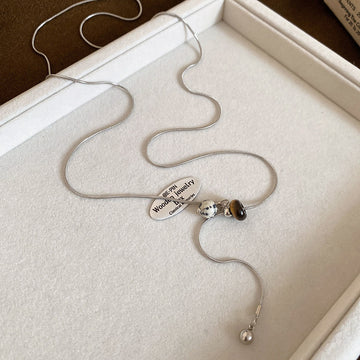 Silver Tone Stone Pendant Necklaces in Five Geometric Shapes