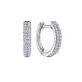 Silver Double Row Clear CZ Huggie Hoop Earrings Pair view 2