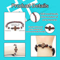 Dark Wood Bead Stretch Bracelet Brown Cross Silver Beads view 3