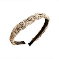 Black Tweed Braided Headband With Pearl Like Bead Strands view 5