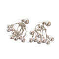 Silver Gray Pearl Cascade Stud Earrings Statement Jewelry view 5