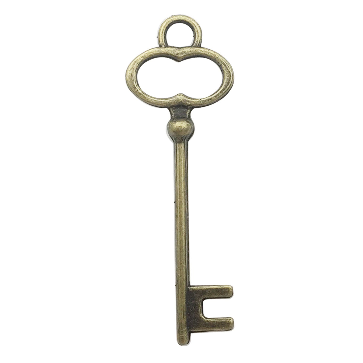 Antique Bronze Zinc Alloy Heart Key Four Leaf Clover Key Charm Pendant for DIY Jewelry