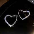Oversized Crystal Heart Outline Hoop Earrings Fashion Jewelry Accessories view 6