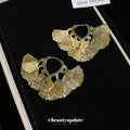 Gold Tone Butterfly Wing Hoop Earrings with Fine Openwork Texture view 4