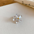Silver Brushed Flower Open Ring Teal Glitter Lily Ring view 6