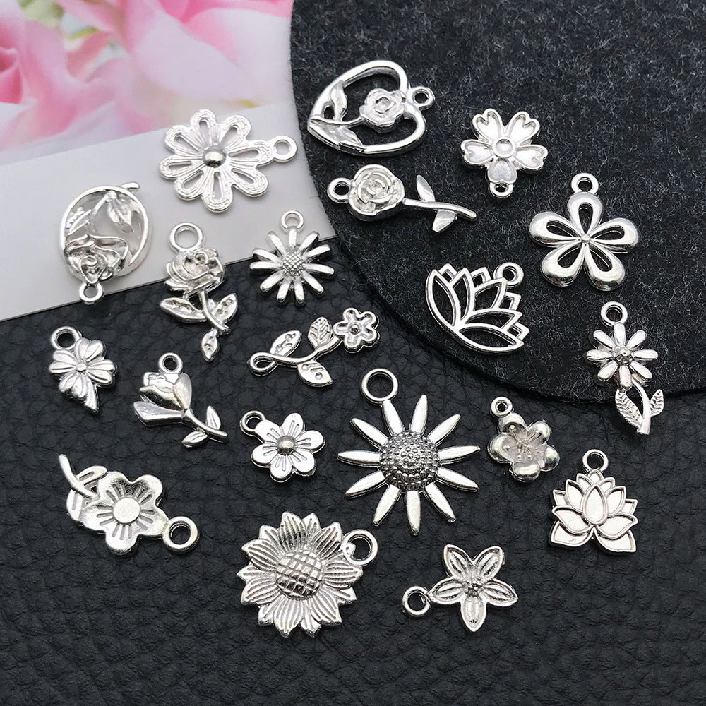 Zinc Alloy Sunflower Lotus Rose Flower Charm Pendant for DIY Earrings Bracelet Keychain