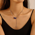 Bean Enamel Lariat Necklace Lucky Tag Gold Silver Chain view 3
