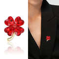Crystal Four Leaf Clover Rhinestone Brooch Six Color Pin view 2