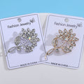 Rhinestone Flower Stem Brooch Clear Crystal Floral Pin view 3