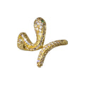 Clear Crystal Snake Shaped Open Ring In Silver Tone Or Gold Tone view 5