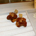 Translucent Flower Gold Square Statement Stud Earrings view 7
