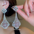 Crystal Teardrop And Multicolor Chandelier Stud Earrings view 4