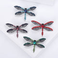 Dragonfly Brooch in Metal with Open Wings Set with Multicolor Crystals view 1