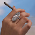 Open Oval Fingerprint Ring Shell Bead Gold Silver Stainless view 4