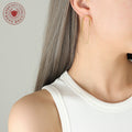 U-Shape Tube Chain Drop Stud Earrings Gold Steel Pair view 3