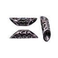 Antique Silver Metal Openwork Curved Tube Bead For Jewelry Making view 4