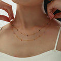 Delicate Gold Tone Necklace With Multicolor Stone or Zircon Stations view 3