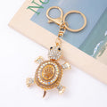 Rhinestone Oval Shell Turtle Keychain Gold Clasp Four Colors view 3