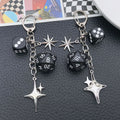 Black Polyhedral Dice and Four Point Star Clasp Keychain view 3