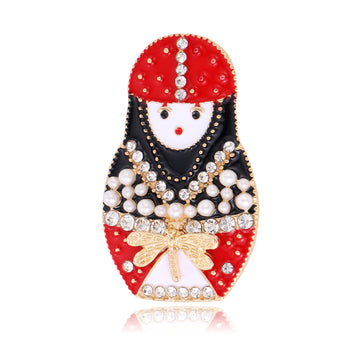 Nesting Doll Enamel Two Designs Metal Brooch Pin for Jackets and Lapels