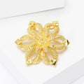 Double Layer Open Flower Brooch in Gold or Silver Tone view 4