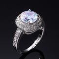 Silver Tone Round Halo Ring With Split Stone Shank view 4