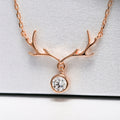 Antler Pendant Necklace with Clear Round Drop in Three Tones view 2