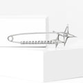 Star Safety Pin Brooch with Rhinestone Bar Gold Silver view 3
