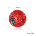 Red Gold Tone Sun Hat Enamel Metal Brooch Pin for Jackets and Lapels view 2