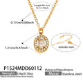 Gold Stainless Halo Zircon Pendant Necklaces And Studs view 12