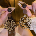 Brown Leopard Print Disc Drop Earrings in Two Cutout Styles view 1