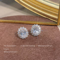 Clear Oval Halo Crystal Stud Earrings Gold Tone Pair view 4