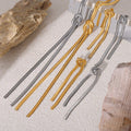 Knot Snake Chain Lariat Necklace Matching Tassel Drop Earrings view 4