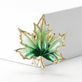 Translucent Maple Leaf Brooch in Green or Amber Orange view 2
