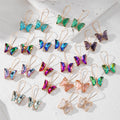 Crystal Butterfly Wing Drop Earrings Gold Hooks 11 Colors view 1