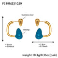 Metal C-Frame Enamel Teardrop Earrings Gold Steel Tone view 8