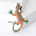 Textured Lizard Brooch in Orange and Blue Colorways view 2