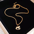Horse Silhouette Pendant Chain Necklace In Two Finishes view 1