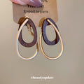 Layered Wood Teardrop Hoop Earrings Statement Jewelry Design view 2
